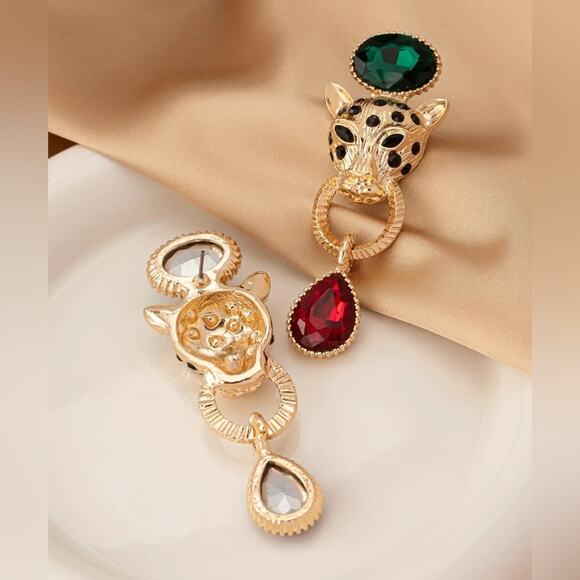 CHIC Goddess Lioness Gold Statement Earrings Drop Dangle - Picture 6 of 6